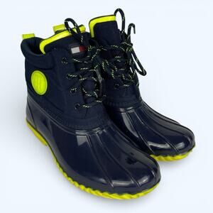 Tommy Hilfiger Haryett Duck Boots Navy Blue Neon Yellow 7M